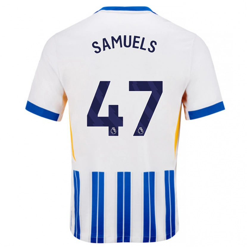 Danxen Kinder Imari Samuels #47 Weiß Blaue Nadelstreifen Heimtrikot Trikot 2024/25 T-Shirt Schweiz