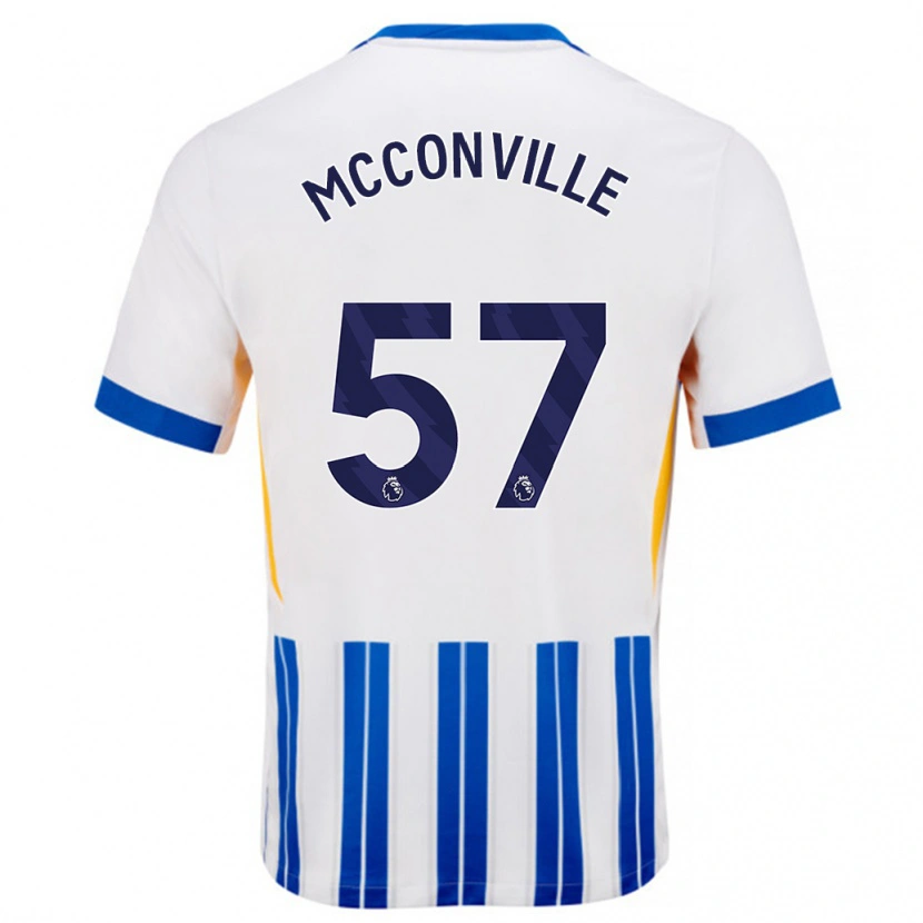 Danxen Kinder Ruairi Mcconville #57 Weiß Blaue Nadelstreifen Heimtrikot Trikot 2024/25 T-Shirt Schweiz