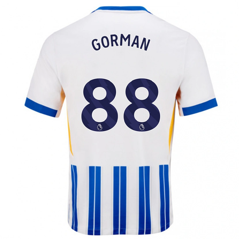 Danxen Kinder Ronnie Gorman #88 Weiß Blaue Nadelstreifen Heimtrikot Trikot 2024/25 T-Shirt Schweiz