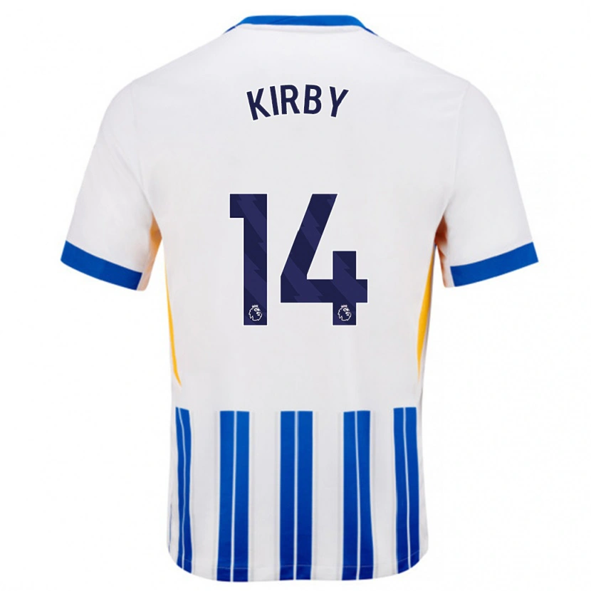 Danxen Kinder Fran Kirby #14 Weiß Blaue Nadelstreifen Heimtrikot Trikot 2024/25 T-Shirt Schweiz