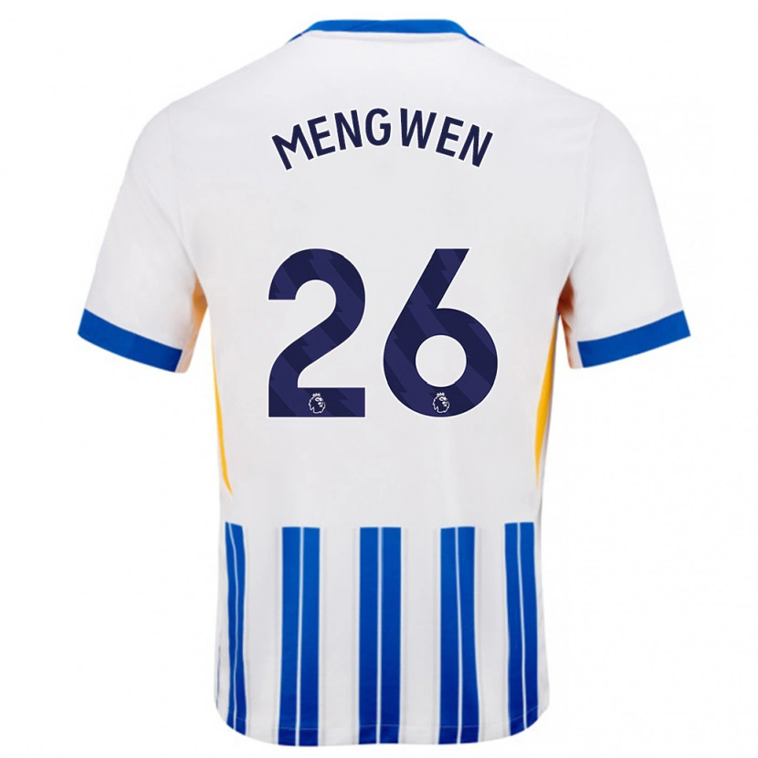 Danxen Kinder Li Mengwen #26 Weiß Blaue Nadelstreifen Heimtrikot Trikot 2024/25 T-Shirt Schweiz