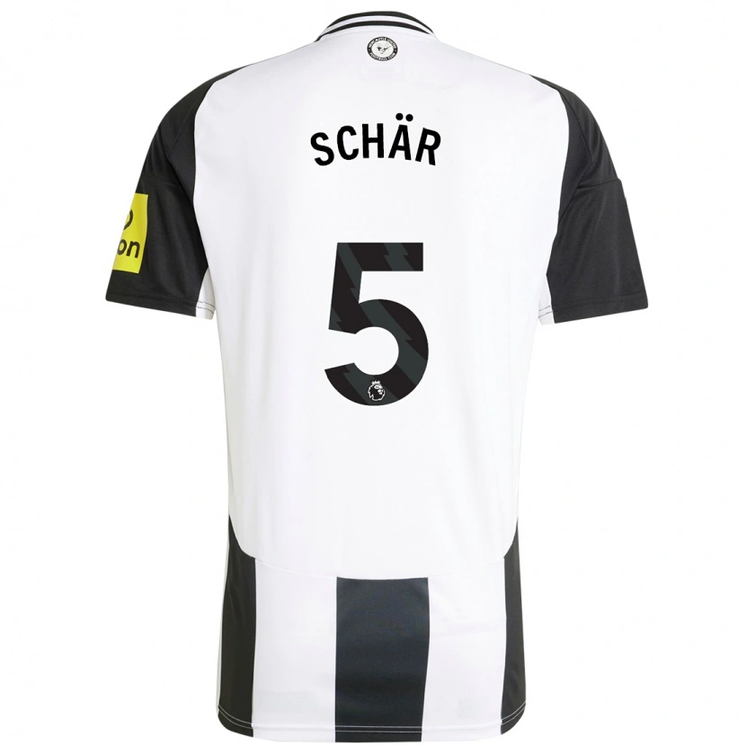 Danxen Kinder Fabian Schär #5 Weiß Schwarz Heimtrikot Trikot 2024/25 T-Shirt Schweiz