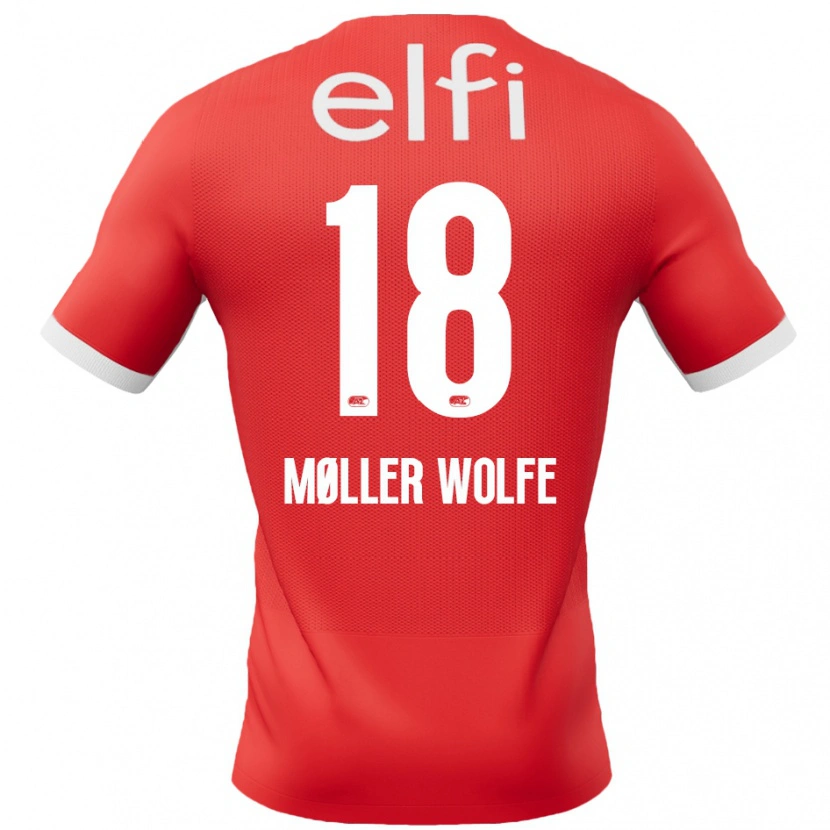 Danxen Kinder David Møller Wolfe #18 Rot Weiß Heimtrikot Trikot 2024/25 T-Shirt Schweiz