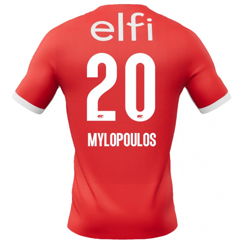 Danxen Kinder Marios Mylopoulos #20 Rot Weiß Heimtrikot Trikot 2024/25 T-Shirt Schweiz