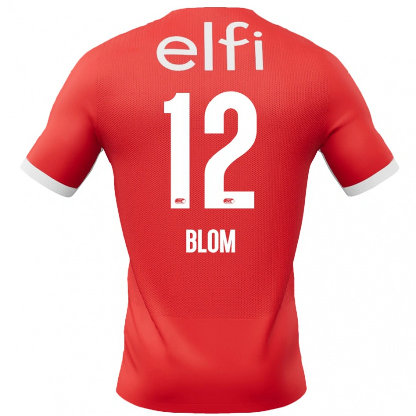 Danxen Kinder Robin Blom #12 Rot Weiß Heimtrikot Trikot 2024/25 T-Shirt Schweiz