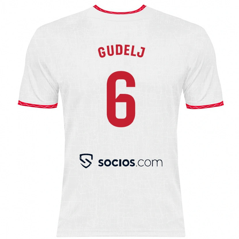 Danxen Kinder Nemanja Gudelj #6 Weiß Rot Heimtrikot Trikot 2024/25 T-Shirt Schweiz