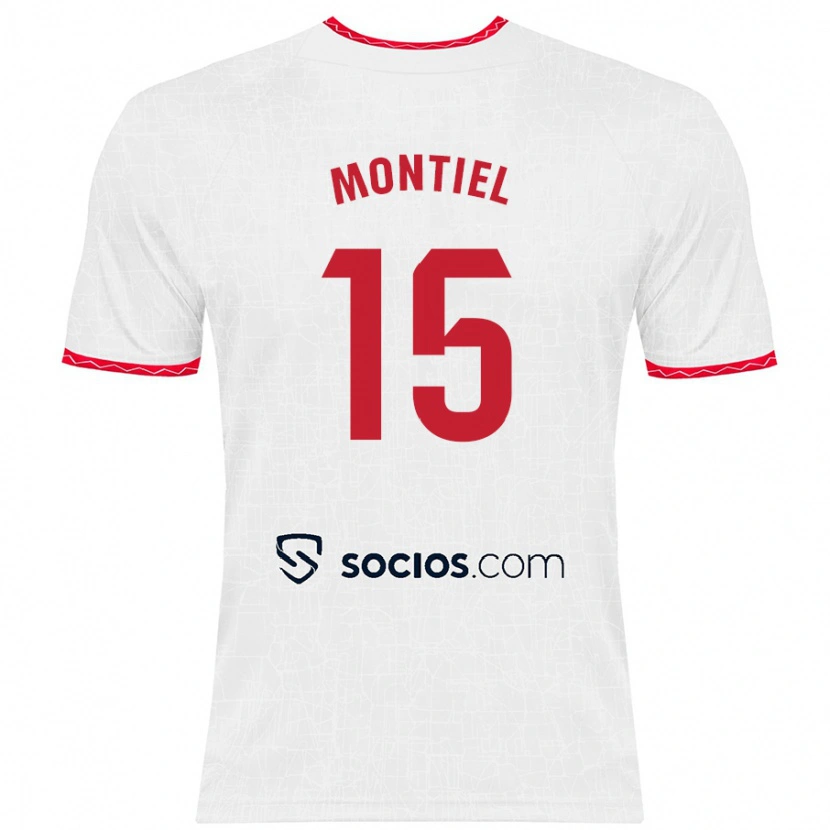 Danxen Kinder Gonzalo Montiel #15 Weiß Rot Heimtrikot Trikot 2024/25 T-Shirt Schweiz