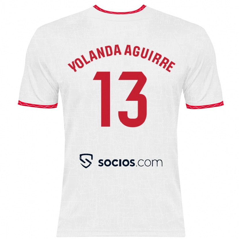 Danxen Kinder Yolanda Aguirre Gutiérrez #13 Weiß Rot Heimtrikot Trikot 2024/25 T-Shirt Schweiz