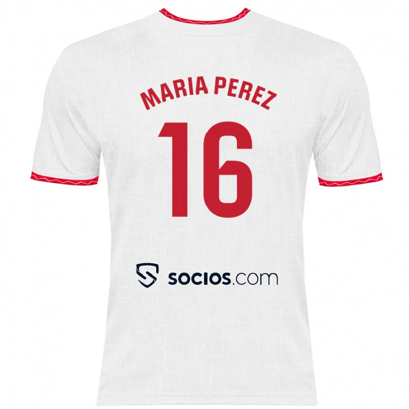 Danxen Kinder María Pérez Rabaza #16 Weiß Rot Heimtrikot Trikot 2024/25 T-Shirt Schweiz