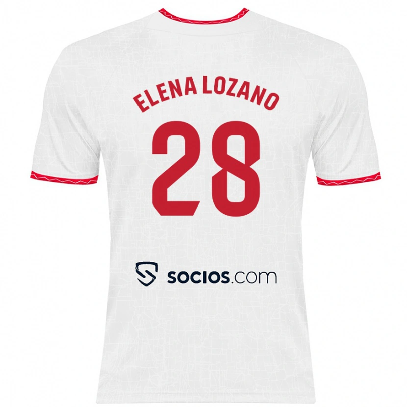 Danxen Kinder Elena Lozano Gallego #28 Weiß Rot Heimtrikot Trikot 2024/25 T-Shirt Schweiz