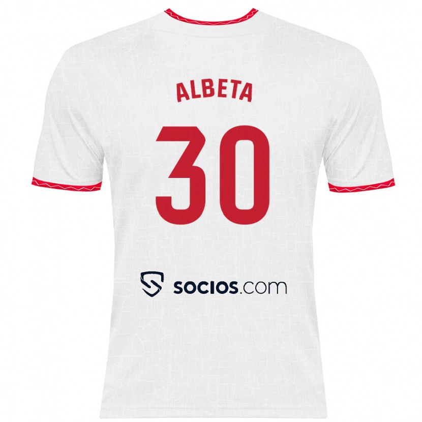 Danxen Kinder Alba María López Montiel #30 Weiß Rot Heimtrikot Trikot 2024/25 T-Shirt Schweiz