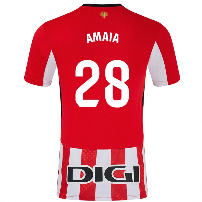 Danxen Kinder Amaia Martinez De La Peña #28 Rot Weiß Heimtrikot Trikot 2024/25 T-Shirt Schweiz