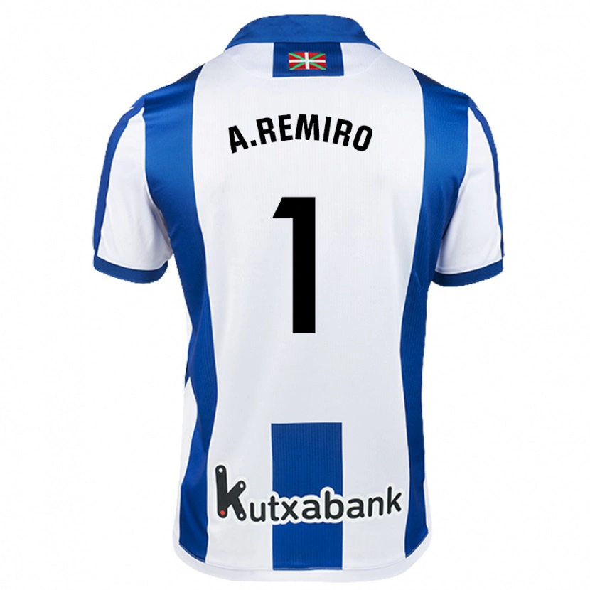 Danxen Kinder Álex Remiro #1 Weiß Blau Heimtrikot Trikot 2024/25 T-Shirt Schweiz