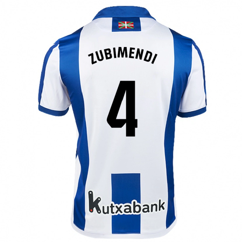 Danxen Kinder Martín Zubimendi #4 Weiß Blau Heimtrikot Trikot 2024/25 T-Shirt Schweiz