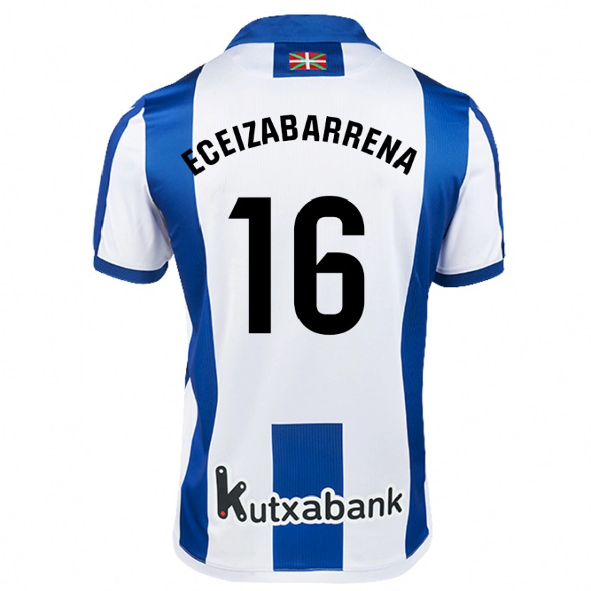 Danxen Kinder Jon Eceizabarrena #16 Weiß Blau Heimtrikot Trikot 2024/25 T-Shirt Schweiz