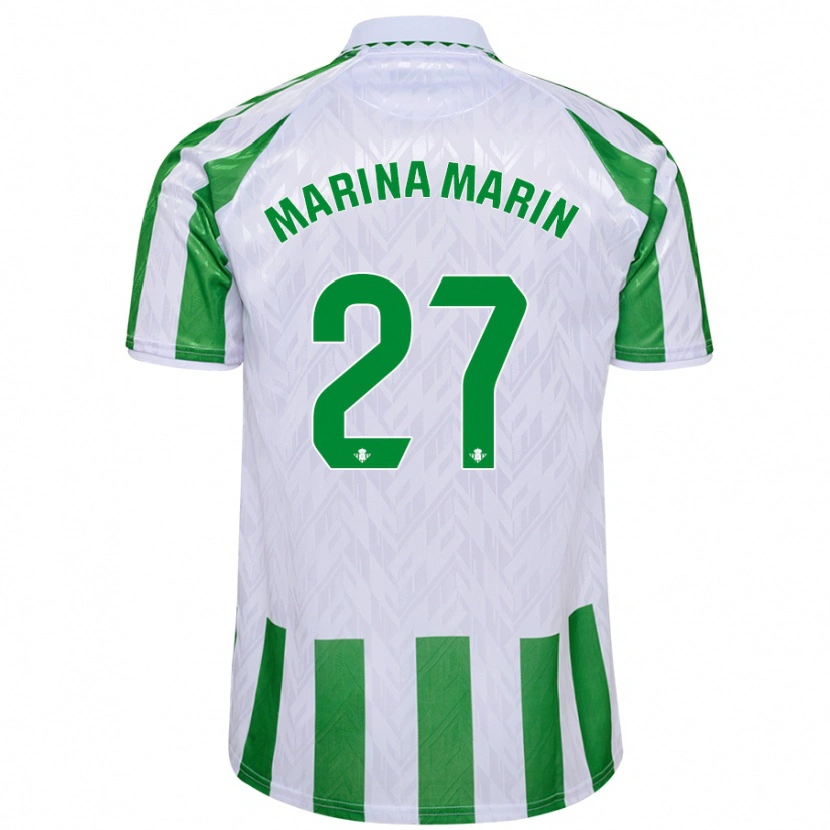 Danxen Kinder Marina Marín #27 Grün Weiße Streifen Heimtrikot Trikot 2024/25 T-Shirt Schweiz