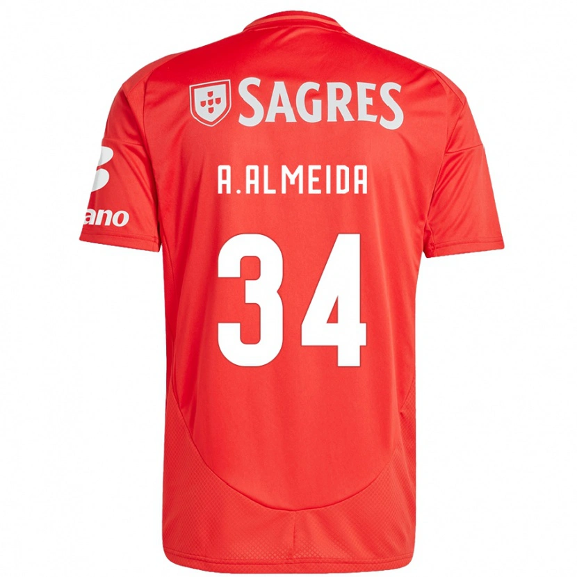 Danxen Kinder Andre Almeida #34 Rot Weiß Heimtrikot Trikot 2024/25 T-Shirt Schweiz