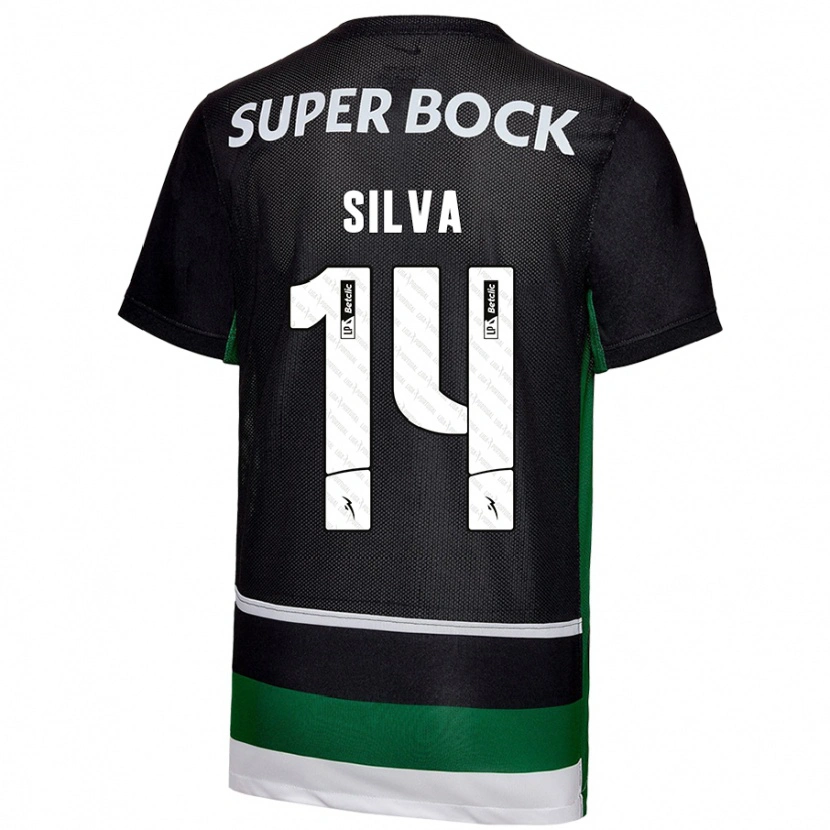 Danxen Kinder Guilherme Silva #14 Schwarz Weiß Grün Heimtrikot Trikot 2024/25 T-Shirt Schweiz