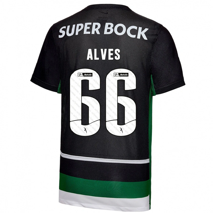 Danxen Kinder Miguel Alves #66 Schwarz Weiß Grün Heimtrikot Trikot 2024/25 T-Shirt Schweiz