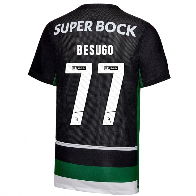 Danxen Kinder Rafael Besugo #77 Schwarz Weiß Grün Heimtrikot Trikot 2024/25 T-Shirt Schweiz