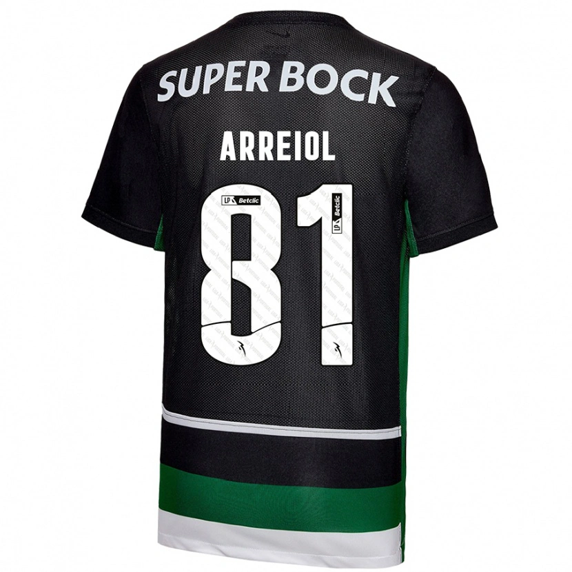 Danxen Kinder Henrique Arreiol #81 Schwarz Weiß Grün Heimtrikot Trikot 2024/25 T-Shirt Schweiz