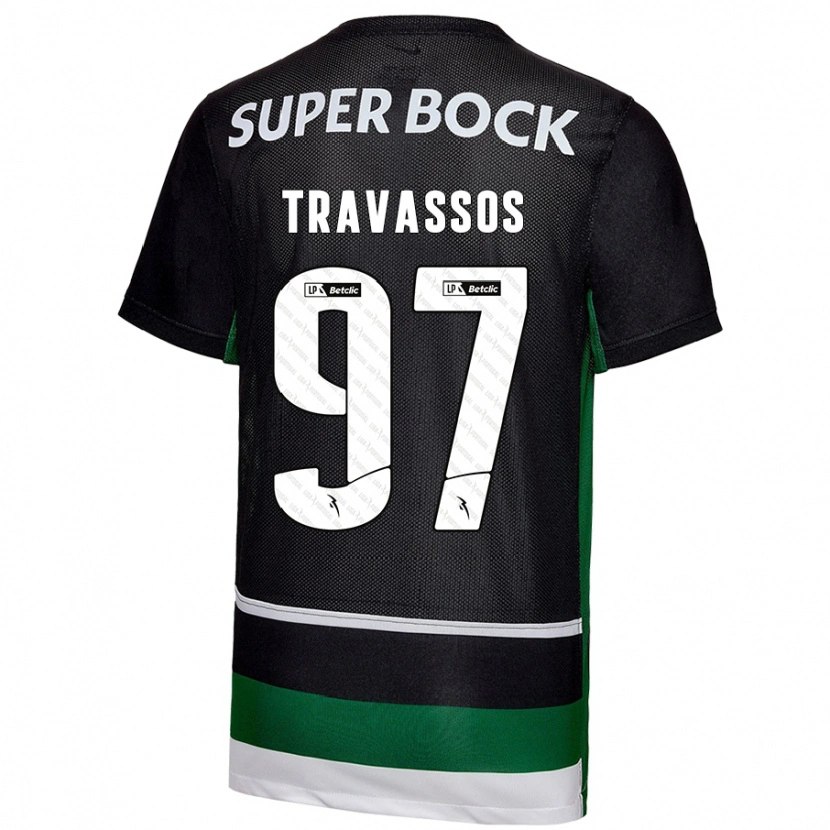 Danxen Kinder Travassos #97 Schwarz Weiß Grün Heimtrikot Trikot 2024/25 T-Shirt Schweiz