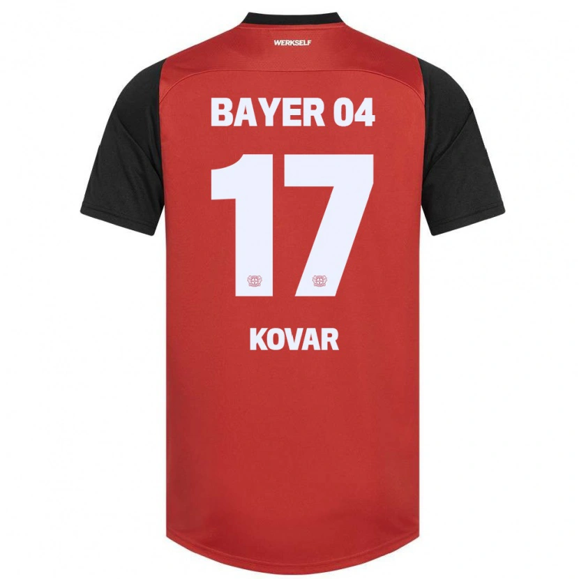 Danxen Kinder Matej Kovar #17 Rot Schwarz Heimtrikot Trikot 2024/25 T-Shirt Schweiz