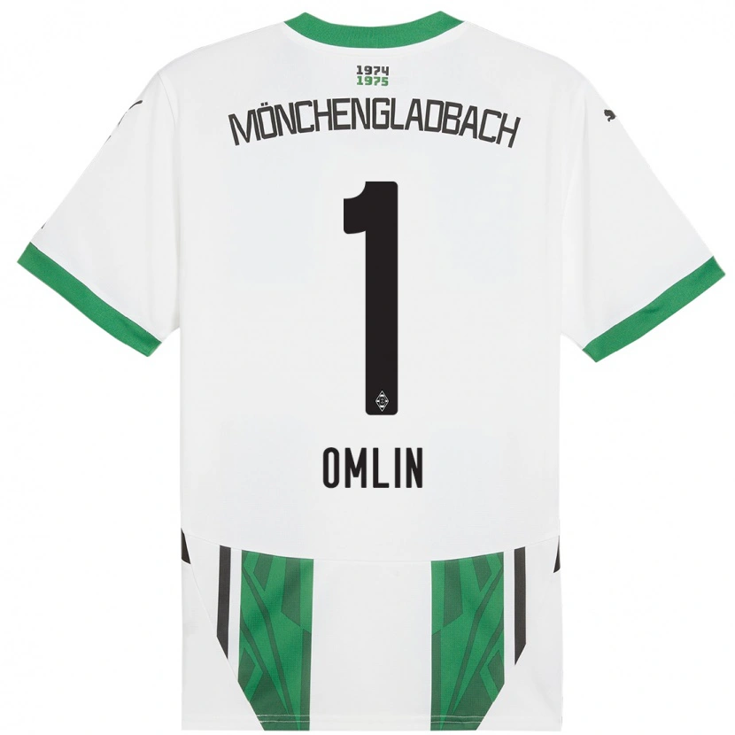 Danxen Kinder Jonas Omlin #1 Weiß Grün Heimtrikot Trikot 2024/25 T-Shirt Schweiz