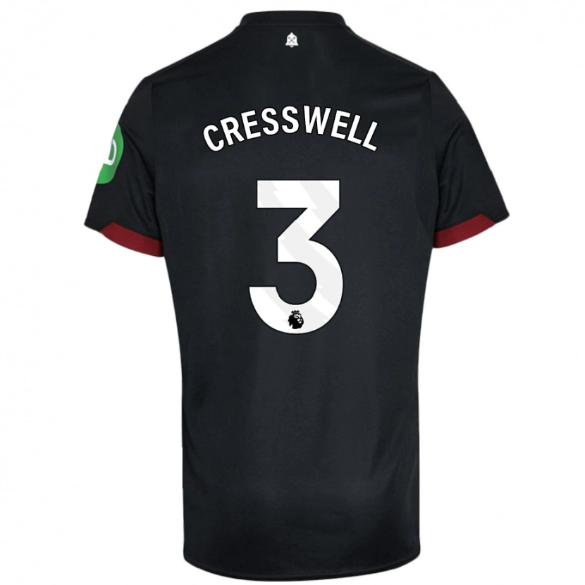 Danxen Kinder Aaron Cresswell #3 Schwarz Weiß Auswärtstrikot Trikot 2024/25 T-Shirt Schweiz