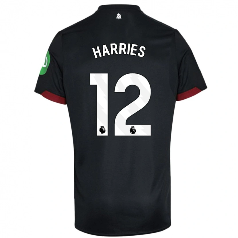 Danxen Kinder Emma Harries #12 Schwarz Weiß Auswärtstrikot Trikot 2024/25 T-Shirt Schweiz