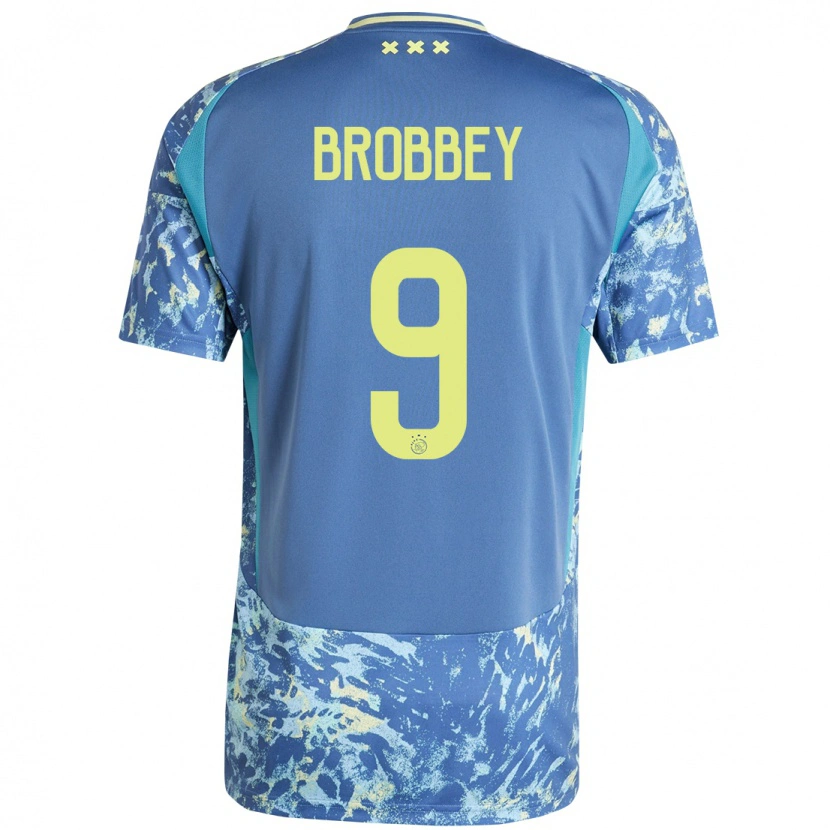 Danxen Kinder Brian Brobbey #9 Grau Blau Gelb Auswärtstrikot Trikot 2024/25 T-Shirt Schweiz