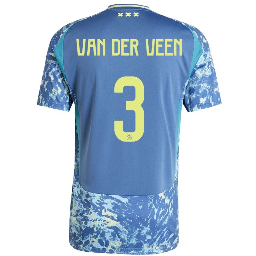 Danxen Kinder Roos Van Der Veen #3 Grau Blau Gelb Auswärtstrikot Trikot 2024/25 T-Shirt Schweiz