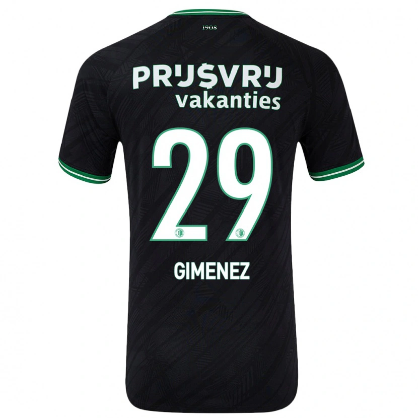 Danxen Kinder Santiago Gimenez #29 Schwarz Grün Auswärtstrikot Trikot 2024/25 T-Shirt Schweiz