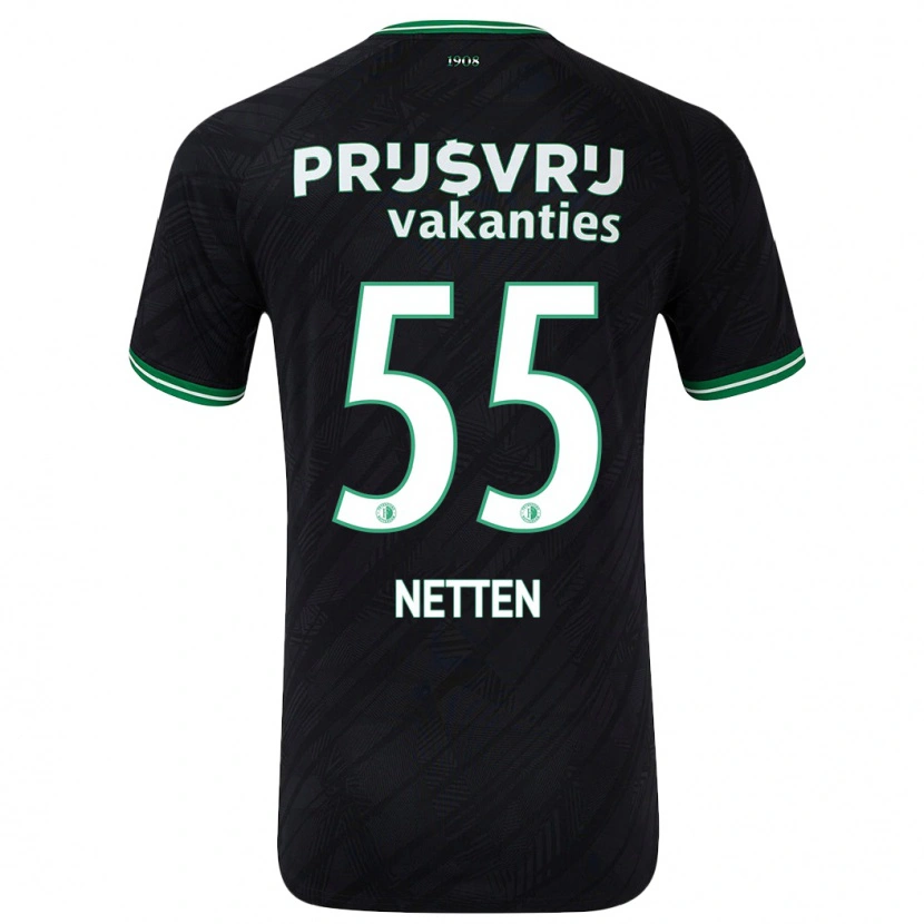 Danxen Kinder Luc Netten #55 Schwarz Grün Auswärtstrikot Trikot 2024/25 T-Shirt Schweiz