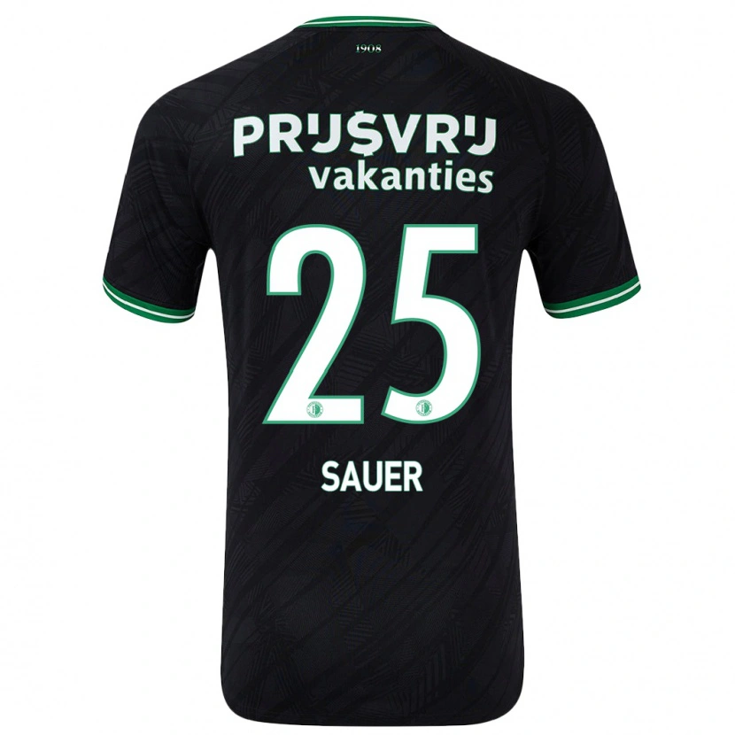 Danxen Kinder Leo Sauer #25 Schwarz Grün Auswärtstrikot Trikot 2024/25 T-Shirt Schweiz