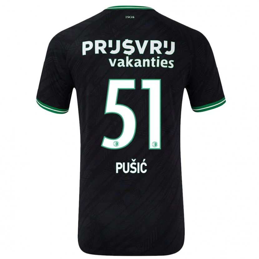 Danxen Kinder Noah Pušić #51 Schwarz Grün Auswärtstrikot Trikot 2024/25 T-Shirt Schweiz