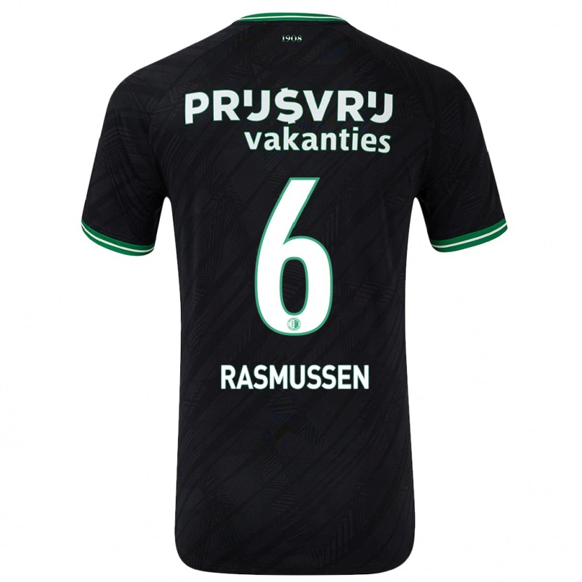 Danxen Kinder Jacob Rasmussen #6 Schwarz Grün Auswärtstrikot Trikot 2024/25 T-Shirt Schweiz