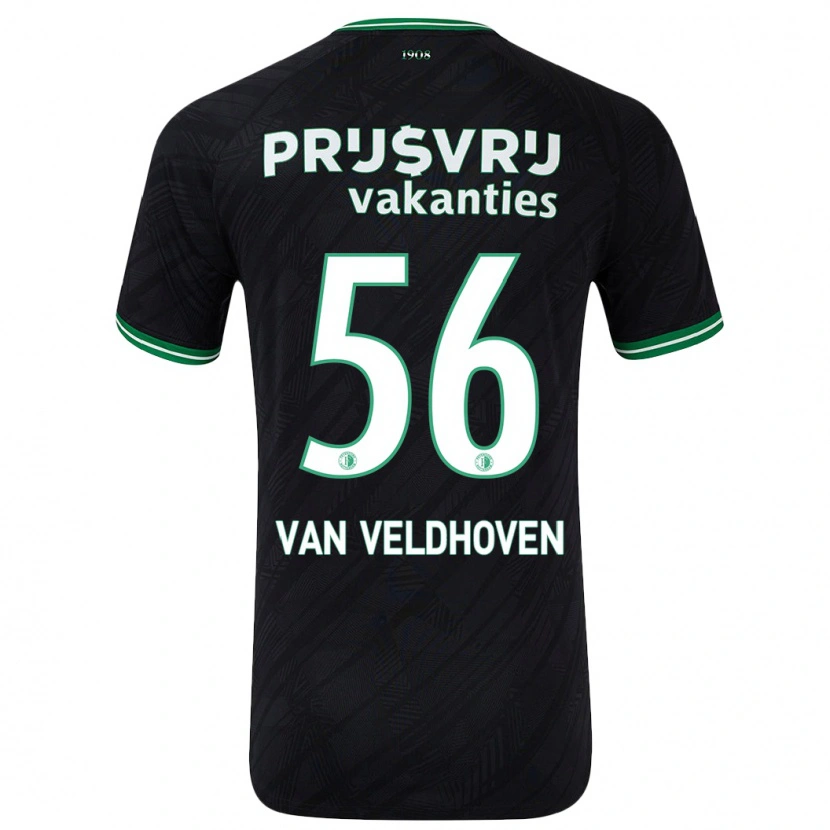 Danxen Kinder Kars Van Veldhoven #56 Schwarz Grün Auswärtstrikot Trikot 2024/25 T-Shirt Schweiz