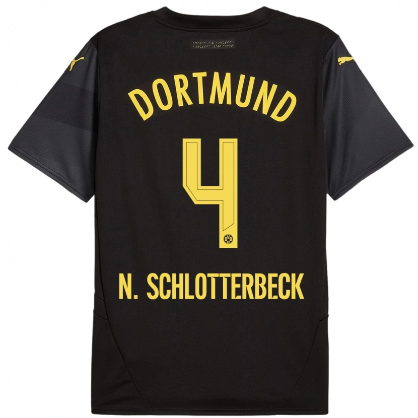 Danxen Kinder Nico Schlotterbeck #4 Schwarz Gelb Auswärtstrikot Trikot 2024/25 T-Shirt Schweiz