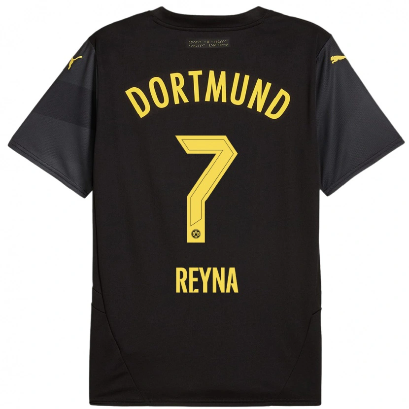 Danxen Kinder Giovanni Reyna #7 Schwarz Gelb Auswärtstrikot Trikot 2024/25 T-Shirt Schweiz