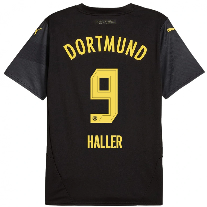 Danxen Kinder Sébastien Haller #9 Schwarz Gelb Auswärtstrikot Trikot 2024/25 T-Shirt Schweiz