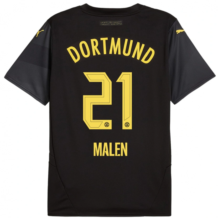 Danxen Kinder Donyell Malen #21 Schwarz Gelb Auswärtstrikot Trikot 2024/25 T-Shirt Schweiz