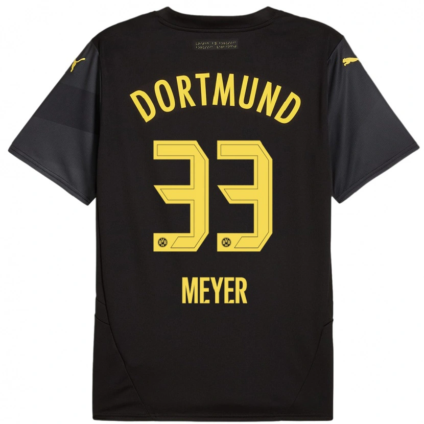 Danxen Kinder Alexander Meyer #33 Schwarz Gelb Auswärtstrikot Trikot 2024/25 T-Shirt Schweiz