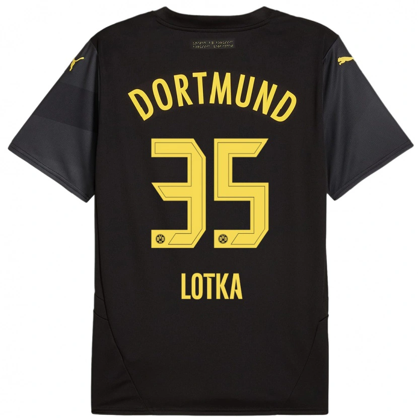 Danxen Kinder Marcel Lotka #35 Schwarz Gelb Auswärtstrikot Trikot 2024/25 T-Shirt Schweiz