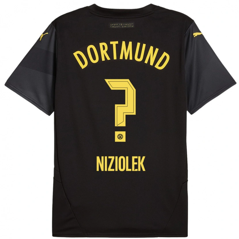 Danxen Kinder Alex Niziolek #0 Schwarz Gelb Auswärtstrikot Trikot 2024/25 T-Shirt Schweiz