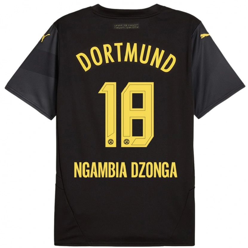 Danxen Kinder Diego Ngambia #18 Schwarz Gelb Auswärtstrikot Trikot 2024/25 T-Shirt Schweiz