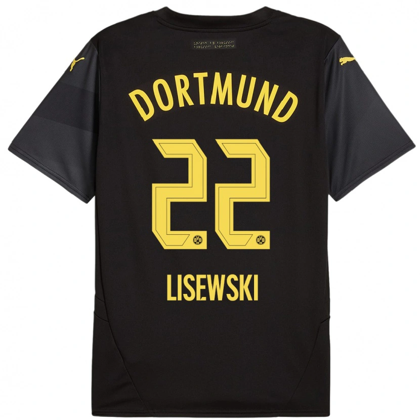 Danxen Kinder Robin Lisewski #22 Schwarz Gelb Auswärtstrikot Trikot 2024/25 T-Shirt Schweiz