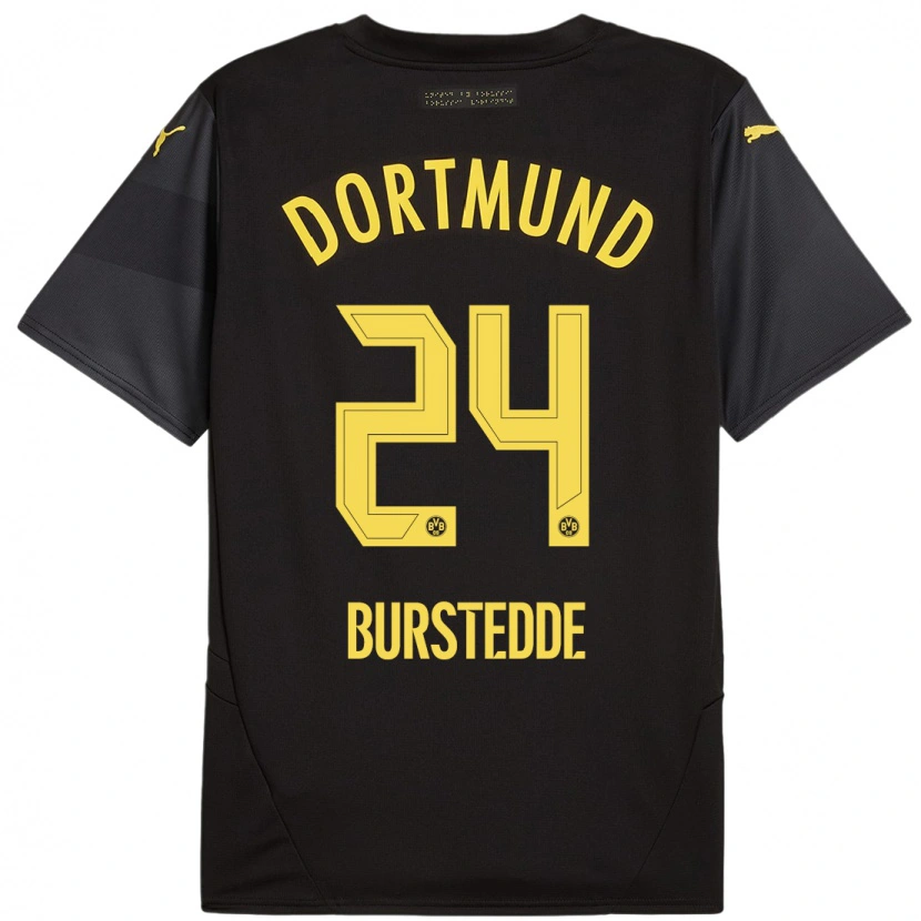 Danxen Kinder Joshua Burstedde #24 Schwarz Gelb Auswärtstrikot Trikot 2024/25 T-Shirt Schweiz