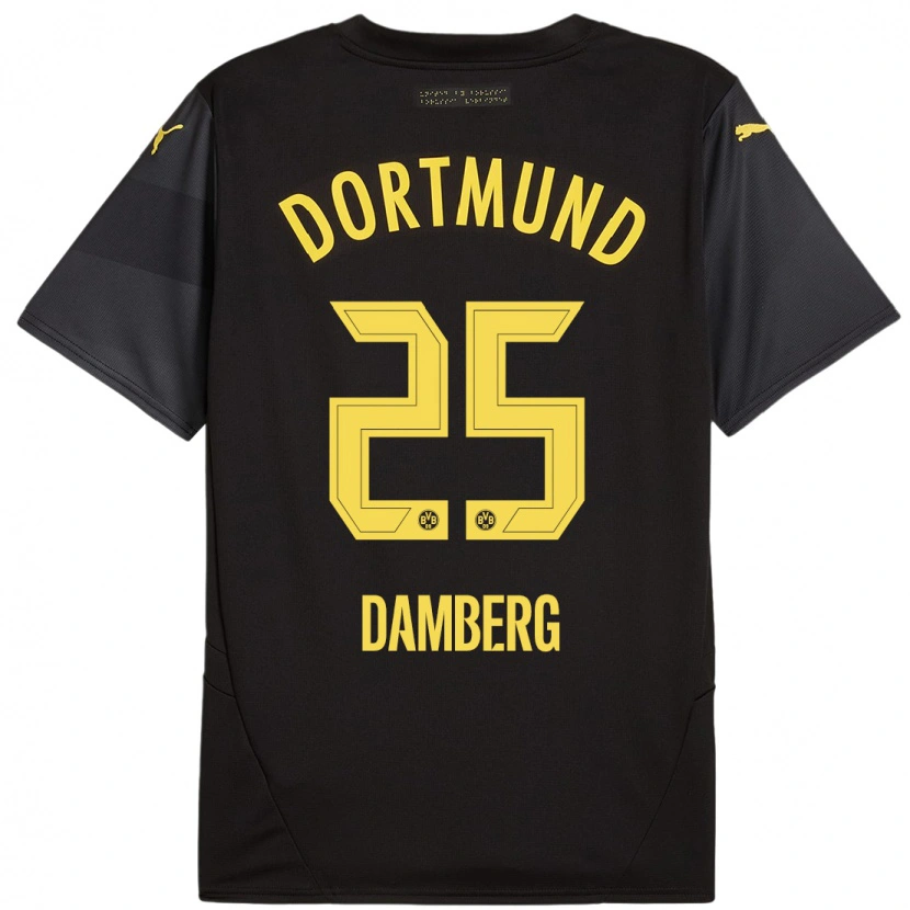 Danxen Kinder Niclas Damberg #25 Schwarz Gelb Auswärtstrikot Trikot 2024/25 T-Shirt Schweiz