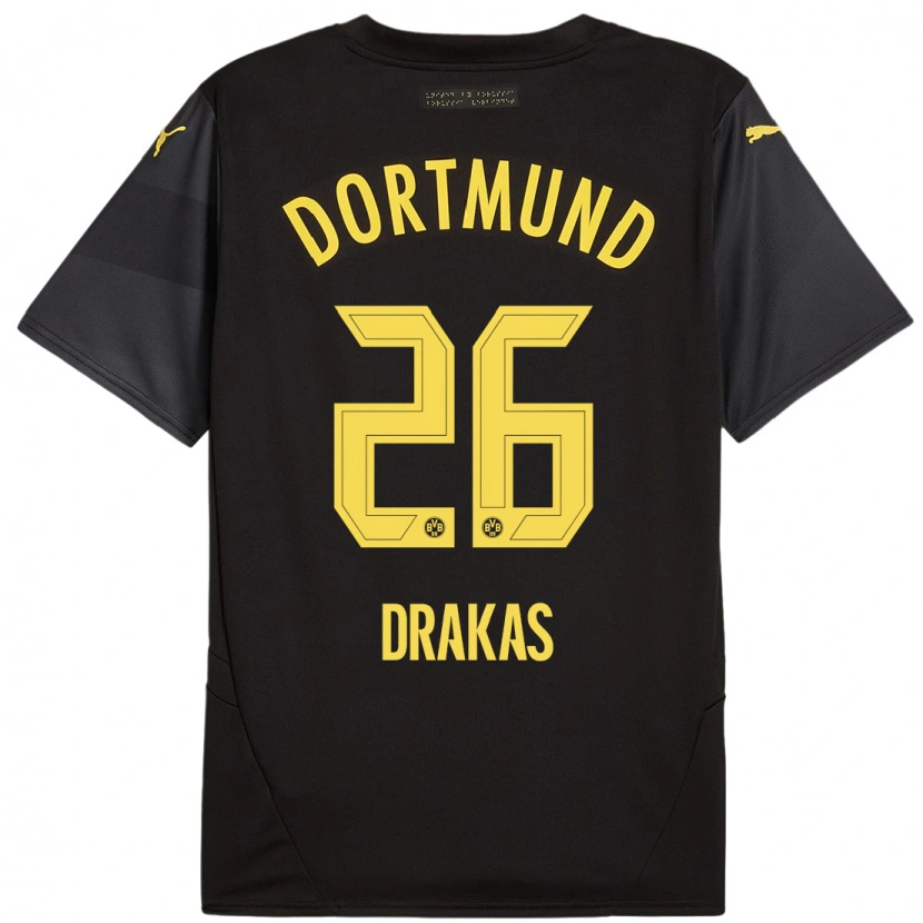 Danxen Kinder Babis Drakas #26 Schwarz Gelb Auswärtstrikot Trikot 2024/25 T-Shirt Schweiz